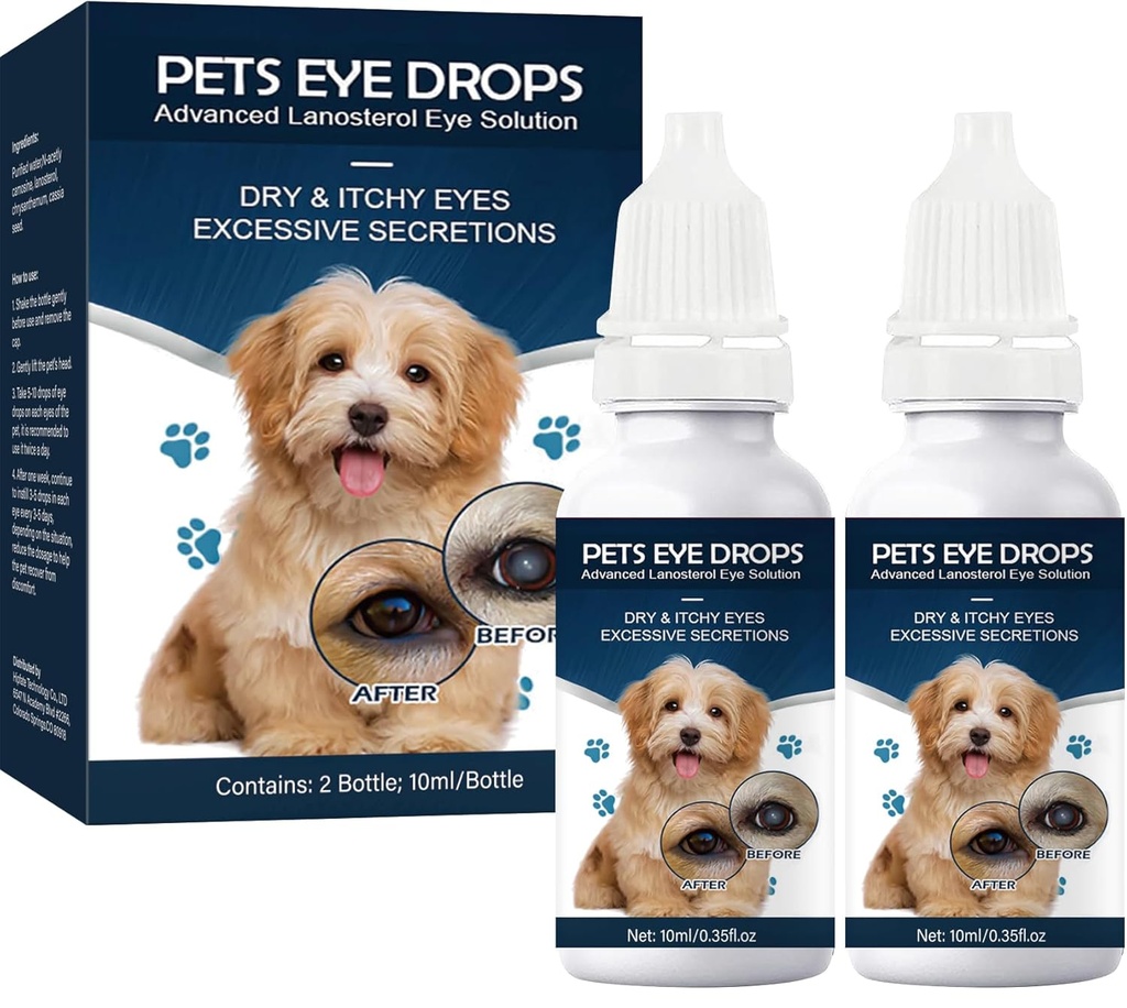 Cataratas para cães, colírios, melhorar a clareza da visão, melhorar a visão dos olhos e cataratas(2 x 10 ml)