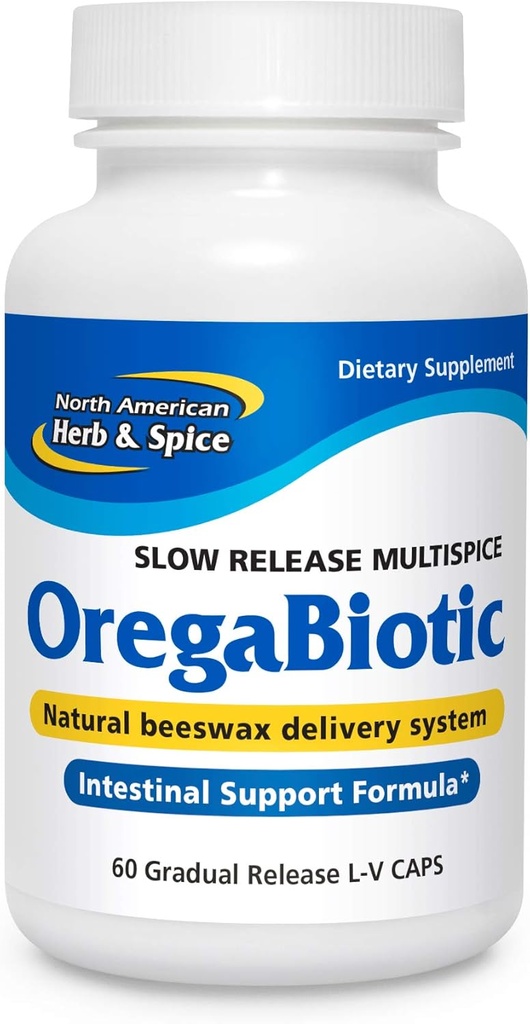 North American Herb & Spice OregaBiotic - 60 Cápsulas - Sistema Imune & Suporte Digestivo - Cabelo, Pele & Saúde das unhas - Óleo de semente preta, Óleo de Cominho, Óleo de Orégano, Óleo de Salva - Não-GMO - 30 Total Servings