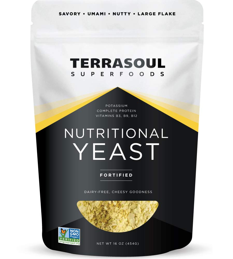 Terrasoul Superfoods Premium Nutritional Yeast Flakes, 16 oz - Fortificados Livre de Glúten □ Não-GMO Vegan