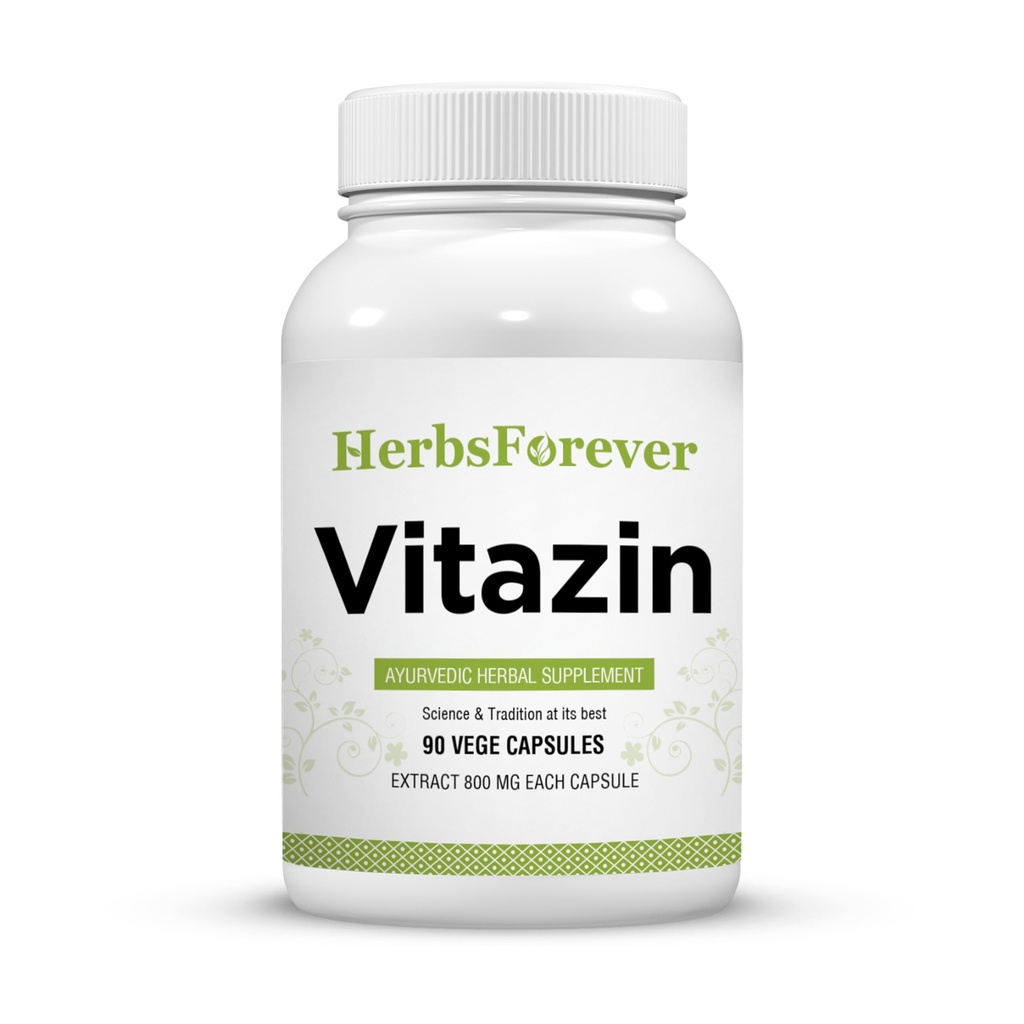 Herbsforever Vitazin Cápsulas Suplemento de ervas ayurvédicas Suporta energia e desempenho Fornece força física e mental 90 Vege Cápsulas 800 Mg cada