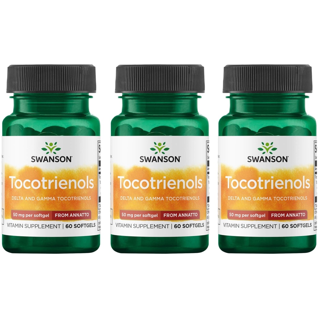 Swanson Deltagold Tocotrienols-Annatto Tocotrienols Suportando Níveis de Colesterol Saudável Já dentro do intervalo normal Vitamina E Tocotrienols 99% Tocoferol Livre (60 Softgels, 50mg Cada) (3 Pack)