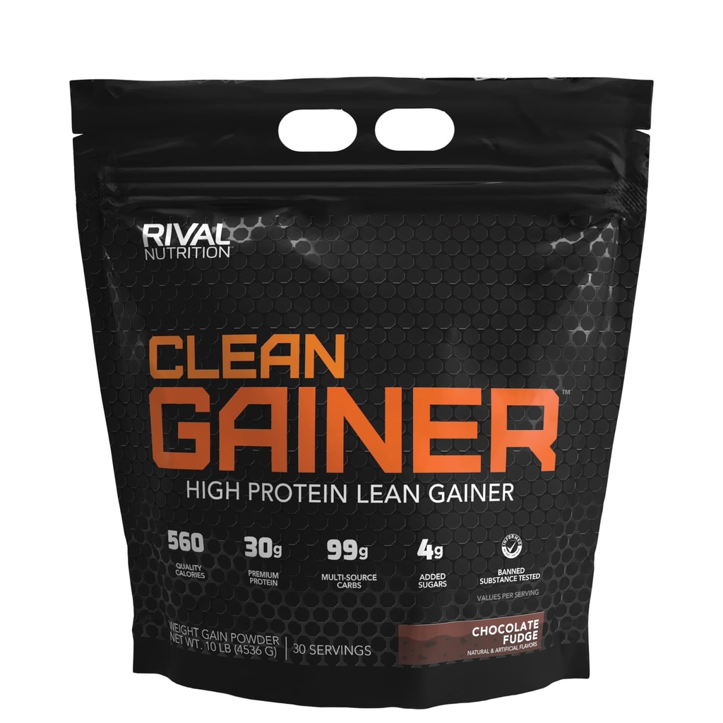NUTRIÇÃO RIVAL Gainer limpo- Chocolate Fudge, 10 libras.