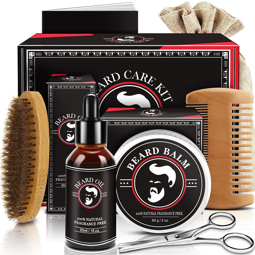 Pais Dia Dad Presentes, Kit de barba para homens, Beard crescimento e grooming Kit w / Beard óleo barba Balm barba barba barba barba barba barba tesoura, Presentes de aniversário para homens Marido ele vovô namorado filho irmão
