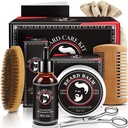 Pais Dia Dad Presentes, Kit de barba para homens, Beard crescimento e grooming Kit w / Beard óleo barba Balm barba barba barba barba barba barba tesoura, Presentes de aniversário para homens Marido ele vovô namorado filho irmão