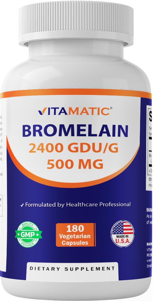 Suplemento Vitamatic Bromelain 500mg – 2400 GDU/g – 180 Cápsulas