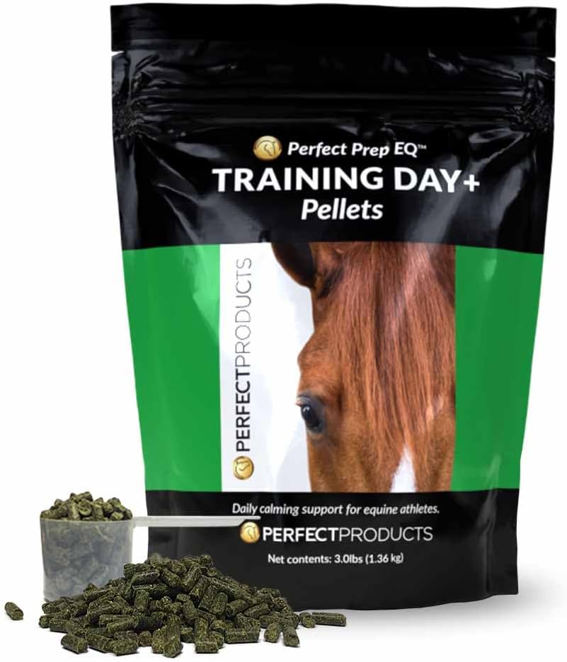 Perfect Prep EQ Dia de treinamento + Pellets mostrar seguro cavalo calmante suplemento (3 lb)