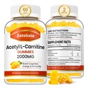 2 Pacote Acetil L-Carnitina Gummies, L-Carnitina Suplemento para Mulheres e Homens, Suplemento Nutricional para Aumentar a Energia, Imunidade e Saúde do Cérebro, Vegan, Não-GMO, Mango Sabor, 120 Contagem