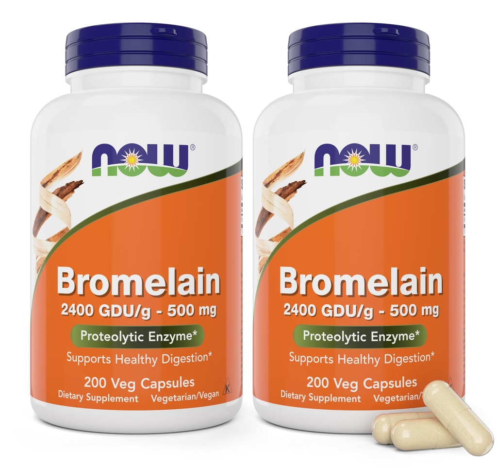 Agora Bromelain 500 mg, 200 Veg Cápsulas (Pack of 2) Suplemento - Não-GMO, Vegan 500mg Caps