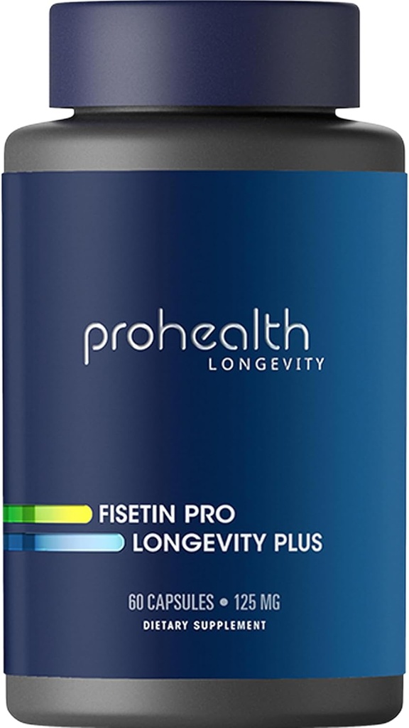 ProHealth Fisetin Suplementos-15X melhor absorção de Polifenol Mistura + MCT Óleo. 3o partido testado puro. EUA Fabricado. Poderoso antioxidante + senolítico. Fisetin Suplemento 125mg X 60 Servings