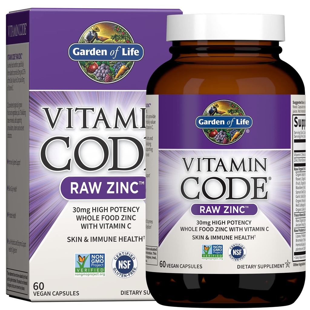 Jardim da Vida Zinco 30mg + Sea-Iodine Kelp Iodine Thyroid Support 60 Cápsulas