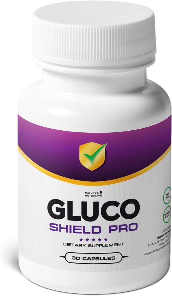 GlucoShield Pro - Suplemento Natural com Vitaminas B1, B2, B6, Magnésio, Zinco e Cálcio, Não-GMO, Estimulante-Livre, Fácil de Tomar, Feito nos EUA, GMP-certificado 30 Cápsulas, 1 Mês de Fornecimento
