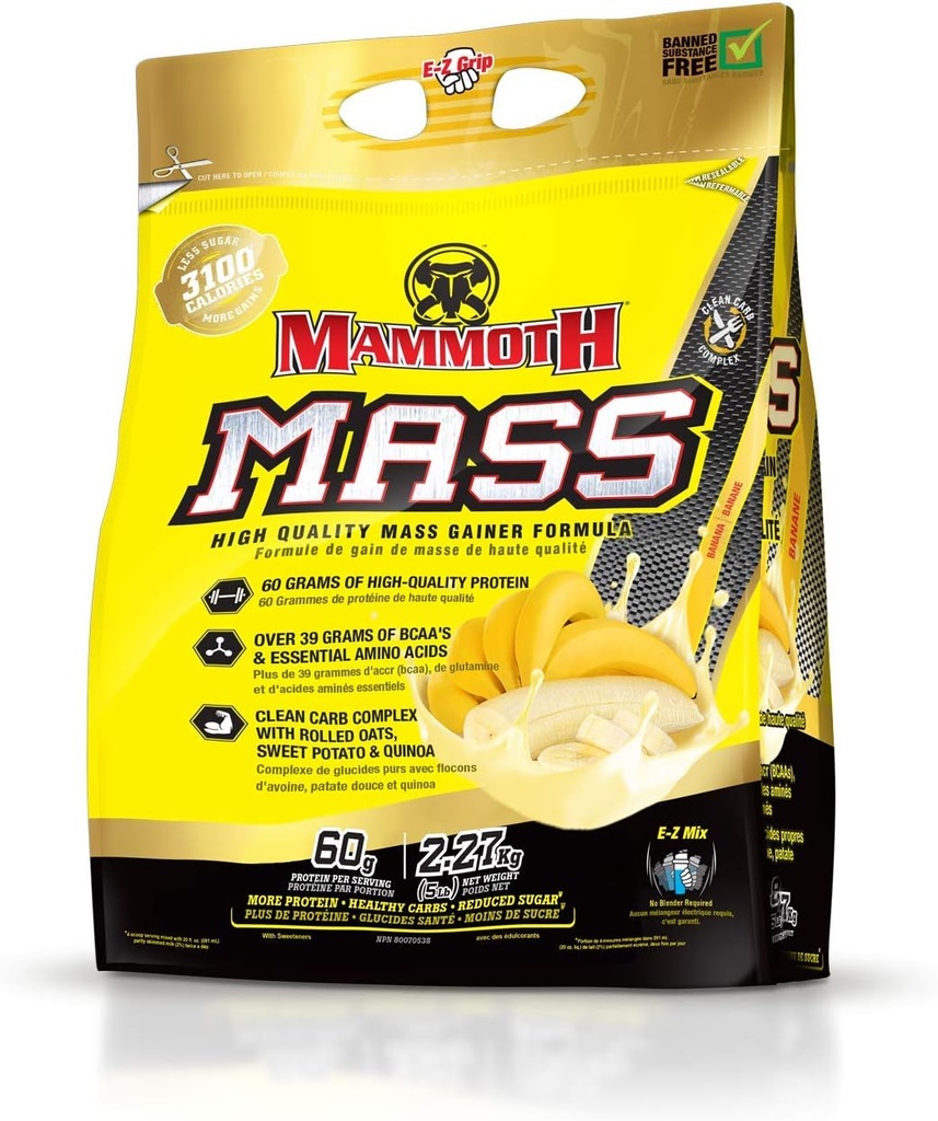 Nutrição Interativa Mammoth Mass Supplement, 5 lbs, Banana, 2.2kg Banana