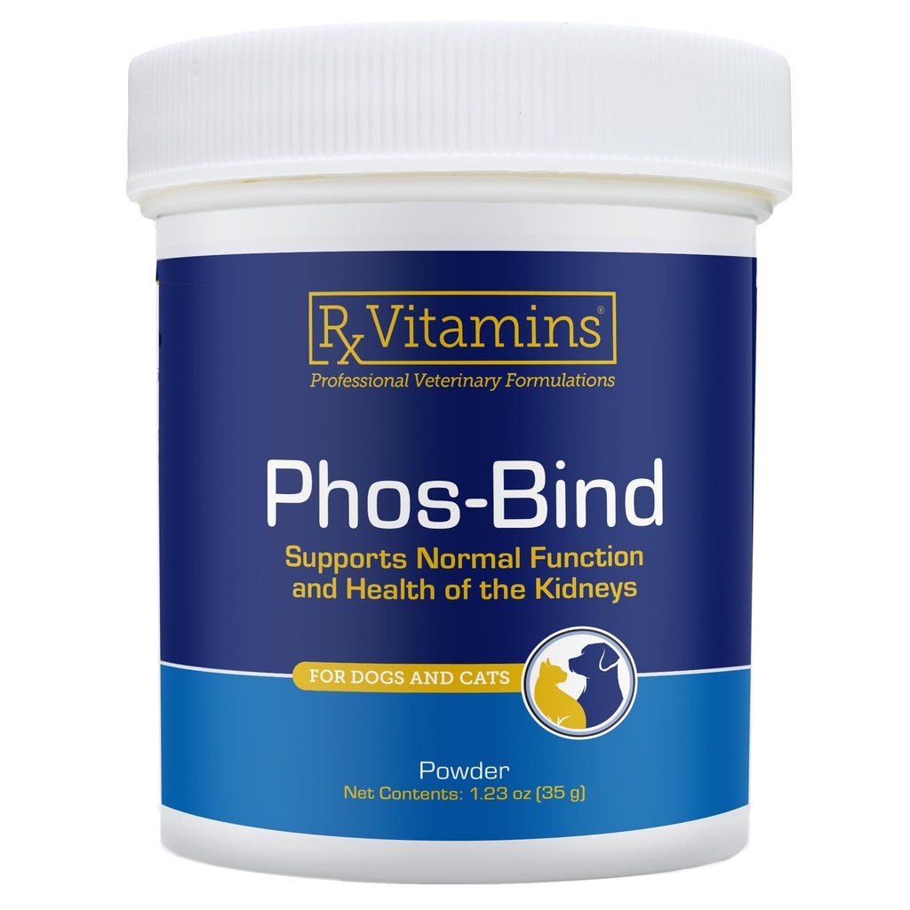 Rx Vitaminas Phos-Bind - Rim Suporte Suplemento Pó - Fosfato Binder para Gatos e Cães para a Saúde do Rim - Suporta Limpeza Normal do Rim e Cuidado Essencial do Rim - 35g