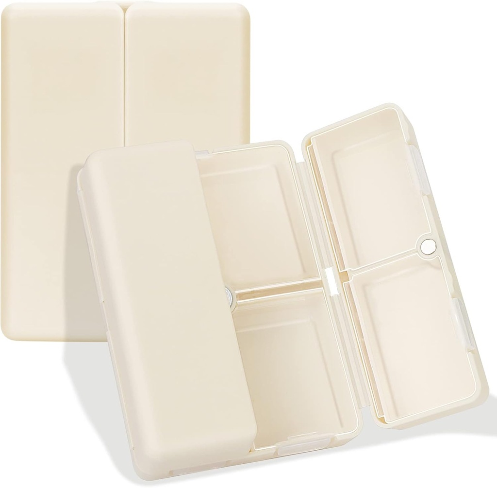 FYY Daily Pill Organizer, 7 Compartimentos Portable Pill Case Travel Pill Organizer, [Folding Design] Pill Box para bolso de bolsa para segurar vitaminas, óleo de fígado de bacalhau, suplementos e medicamentos-branco