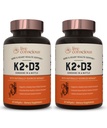 Vitamina vivo consciente K2 MK7 com suplemento D3 □ Apoio à saúde óssea e cardíaca - Vitamina patenteada K & Vitamina D3 5000 UI (2-Pack)