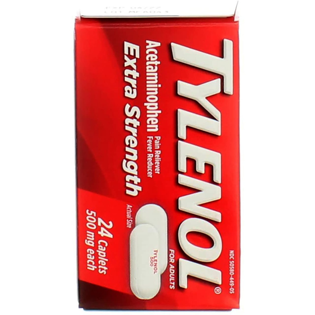 Tilenol Caplets de dosagem extra, 500 mg - 24 ct, Embalagem de 3