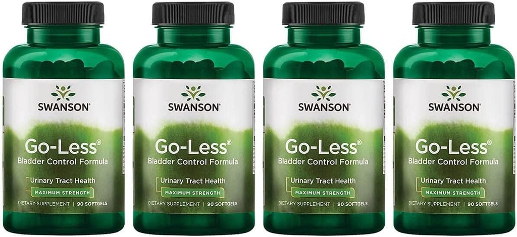 Swanson Go-Less Bladder Control Formula - Promove o suporte do trato urinário saudável e saudável da bexiga - Suplemento natural para adultos com extrato de semente de abóbora - (90 Softgels) 4 Pack