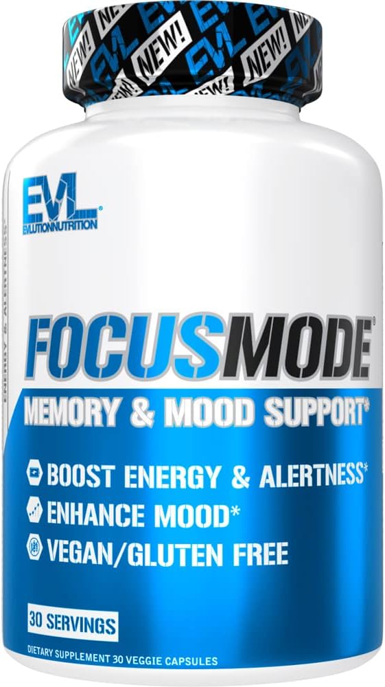 Evlution Energia Mental e Suplemento Focal para Adultos - Nootrópicos Suplemento de Apoio ao Cérebro com Cafeína L Theanina Alpha GPC e Huperzine A Pílulas Focais de Nutrição para Desempenho de Pico Mantido