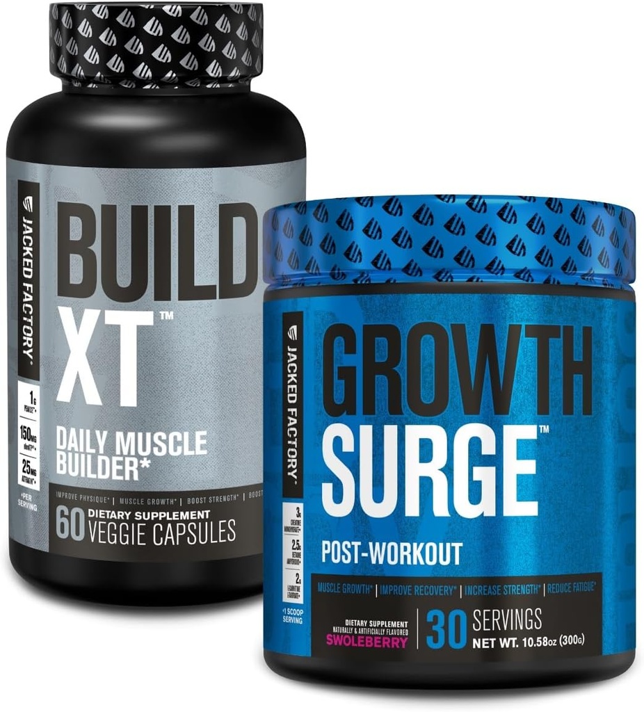 Jacked Fábrica Build-XT Daily Muscle Builder Suplemento, Crescimento Surge pós-treino Recuperação e crescimento muscular