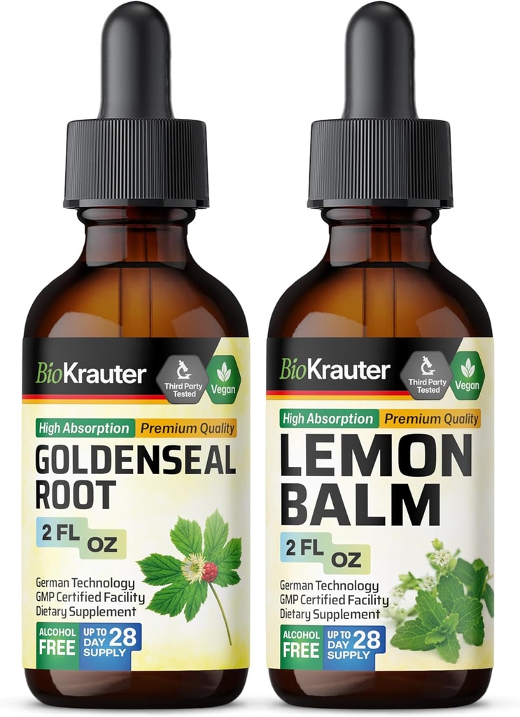 BIO KRAUTER Goldenseal Tintura 2 Fl. Oz. & Lemon Balm Tintura 2 Fl. Oz.