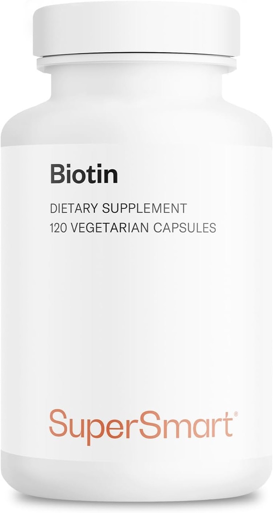 Supersmart - Biotin 10.000mcg / 10g por dia (alta potência) - Suplemento de vitamina B7 Biotin - Cabelo saudável, pele e pregos - Não-GMO e glúten grátis - 120 Cápsulas Vegetarianas