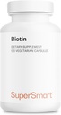 Supersmart - Biotin 10.000mcg / 10g por dia (alta potência) - Suplemento de vitamina B7 Biotin - Cabelo saudável, pele e pregos - Não-GMO e glúten grátis - 120 Cápsulas Vegetarianas