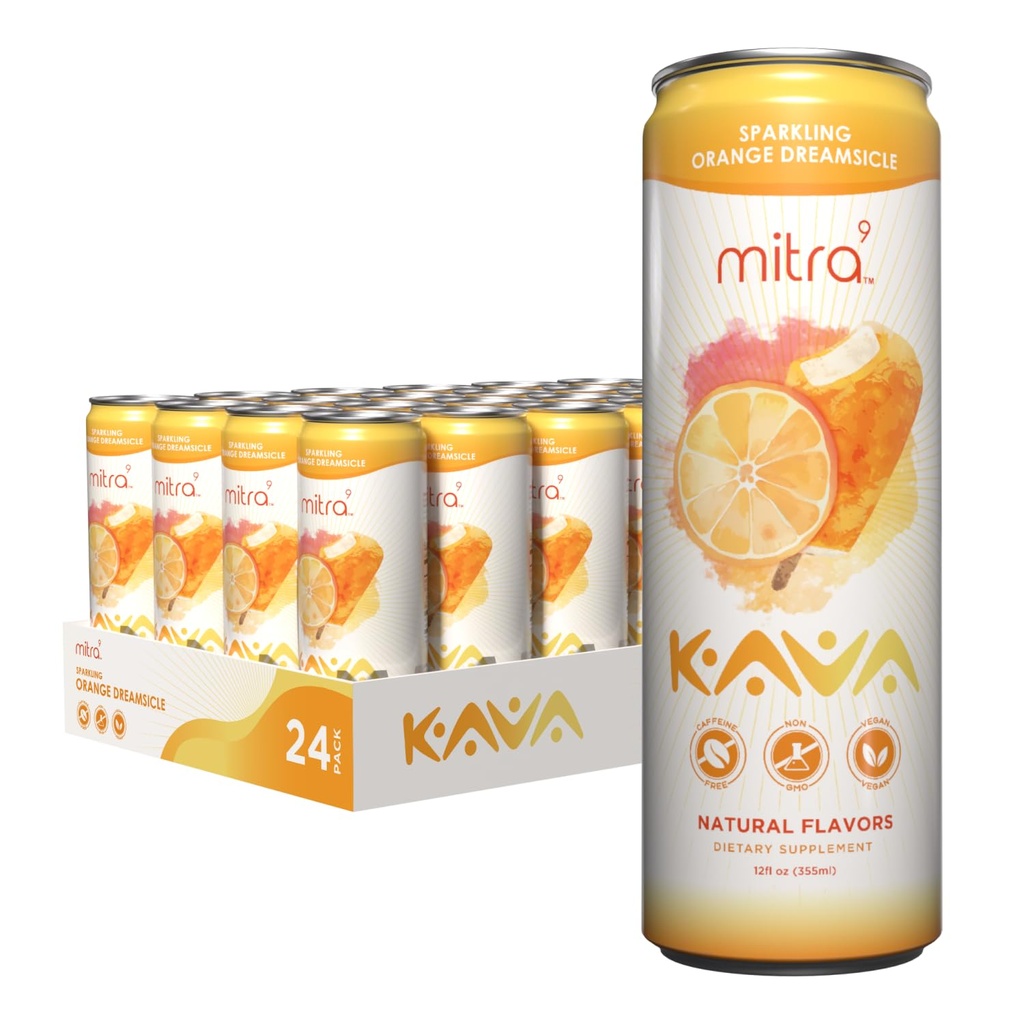 Bebidas Botânicas MITRA-9 - Bebida de Kava com extrato de raiz Kava - Enhancer de humor - Baseada em plantas - Promove calma natural e claridade (12 Fl. Oz) (24)