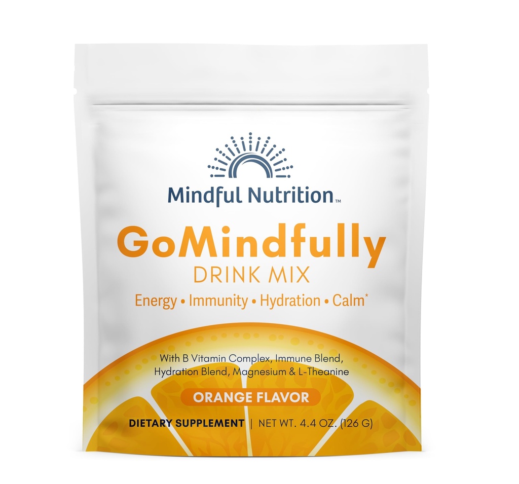 GoMindfully Orange Super Calm Magnesium Powder Drink Mix para Hidratação, Recuperação, Imunidade e Energia com Trace Minerals, Vitaminas Essenciais, L-Teanina e Complexo Vitamina B