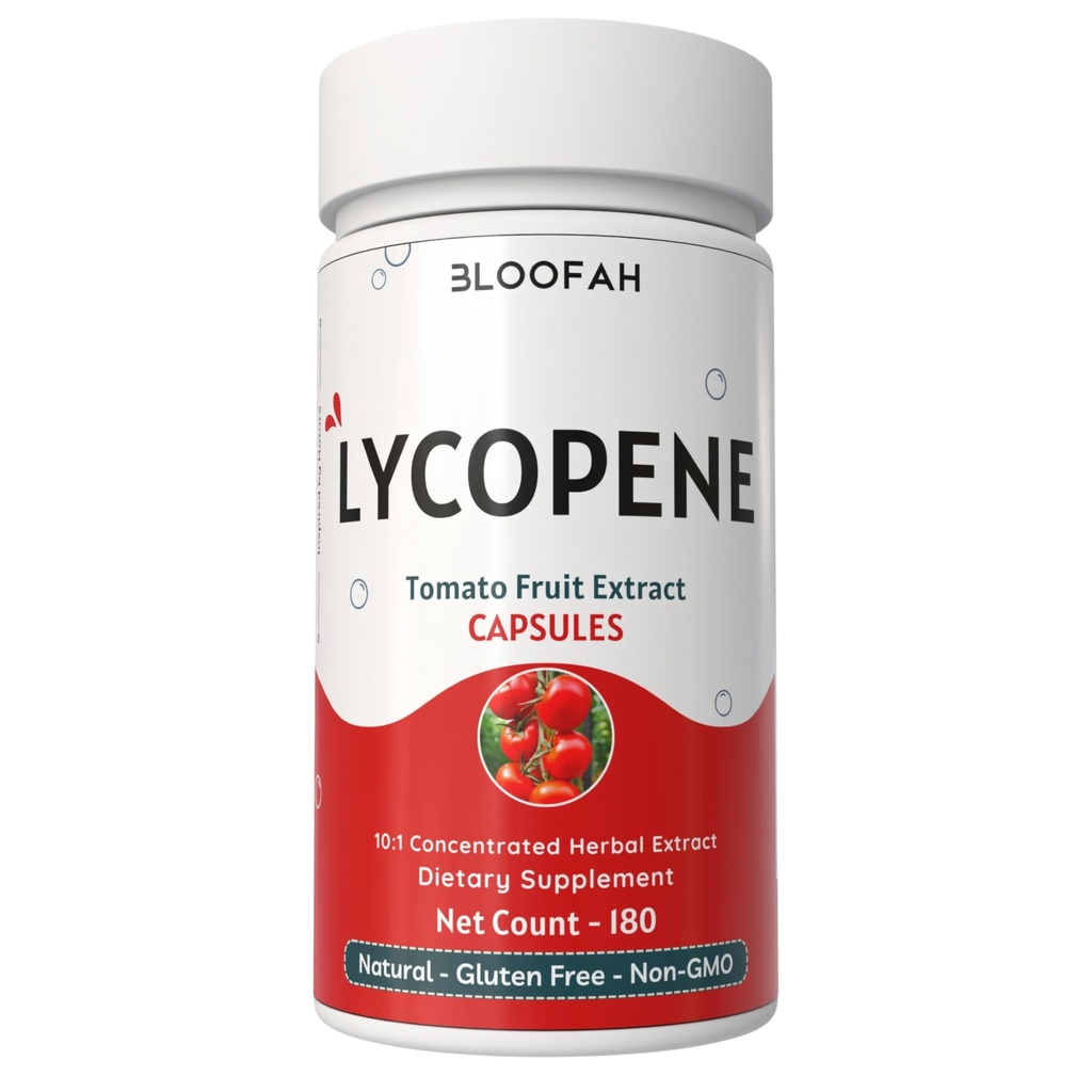 Lycopene Tomato Extract 500mg Cápsulas luminal Lycopene Rich Herbal Supplement , naturalmente ocurring Carotenoid , 100% puro, não-GMO e Gluten Free Formula - 180 Count