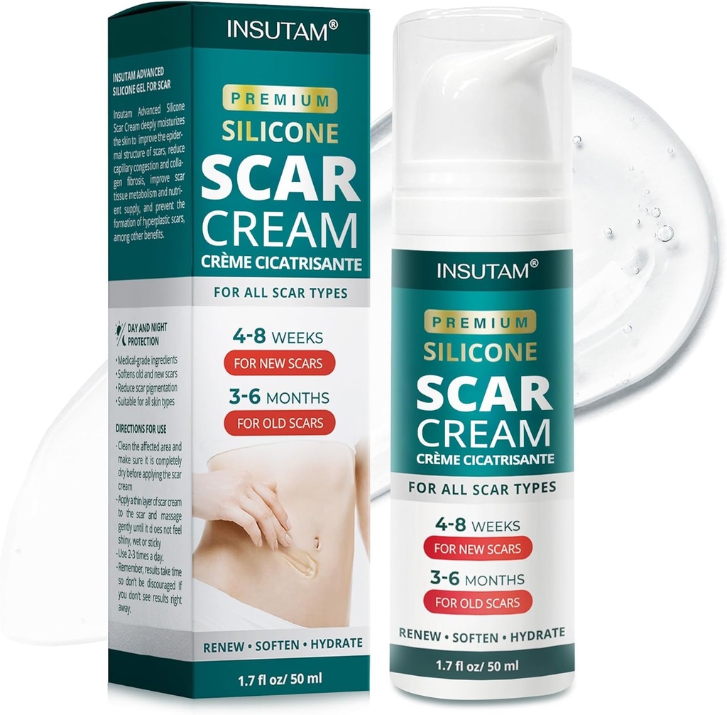 Gel de cicatriz de silicone para cicatrizes de pele: Gel de remoção de cicatrizes 1.7 Oz (50 G) - Para homens e mulheres idade 20-45 que são perturbados por cicatrizes-reduzir cicatrizes causadas por cirurgia, queimaduras, ou escaldamentos - Dia de uso