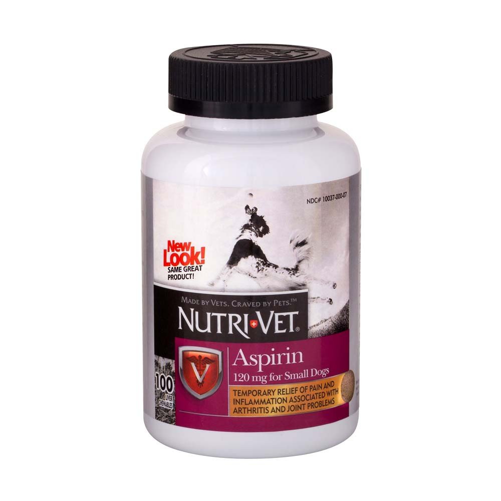 Nutri-Vet Aspirina para Cães Cães Pequenos Menos de 50 lbs - 100 Count (120 mg) - Embalagem de 2