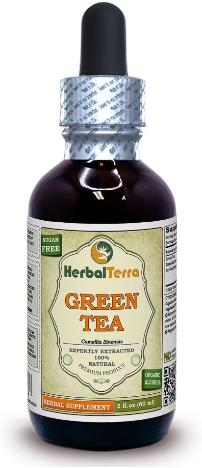Chá verde de ervas Terra LLC (Camellia Sinensis) Tintura, folhas secas orgânicas Extrato líquido 2 onças