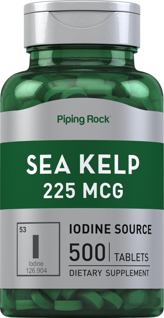 Piping Rock Sea Kelp Supplements / 225mcg / 500 comprimidos / Não-GMO, sem glúten