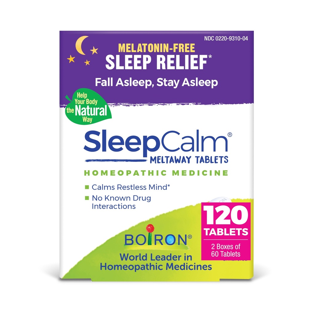 Ajuda ao sono Boiron SleepCalm para sono noturno profundo, relaxante e tranquilo - Formação de Melatonina e Não Hábito - 60 (Pacote de 2)