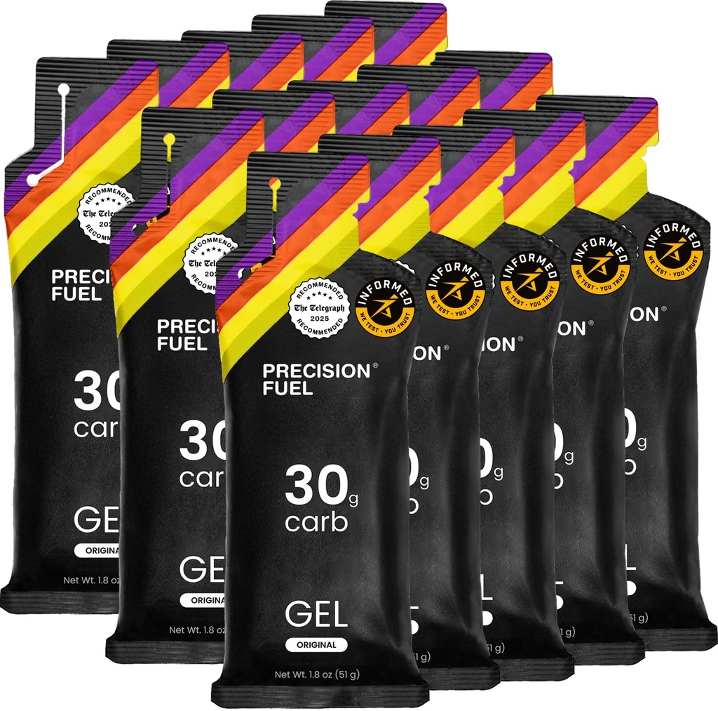 Combustível de precisão 30 Geles de energia - Leve, suave sabor neutro Running Gels para atletas de resistência, 30g de carboidrato, fácil de digerir, perfeito para esportes de corrida e longa duração (Pacote de 15)