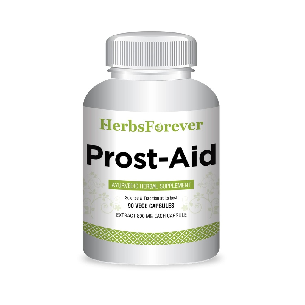 Herbsforever Prostaid Ayurvedic Herbal Supplement for Men's Wellness 90 Veggie Cápsulas, 800mg Cada, Suporte Natural para Saúde Geral e Vitalidade