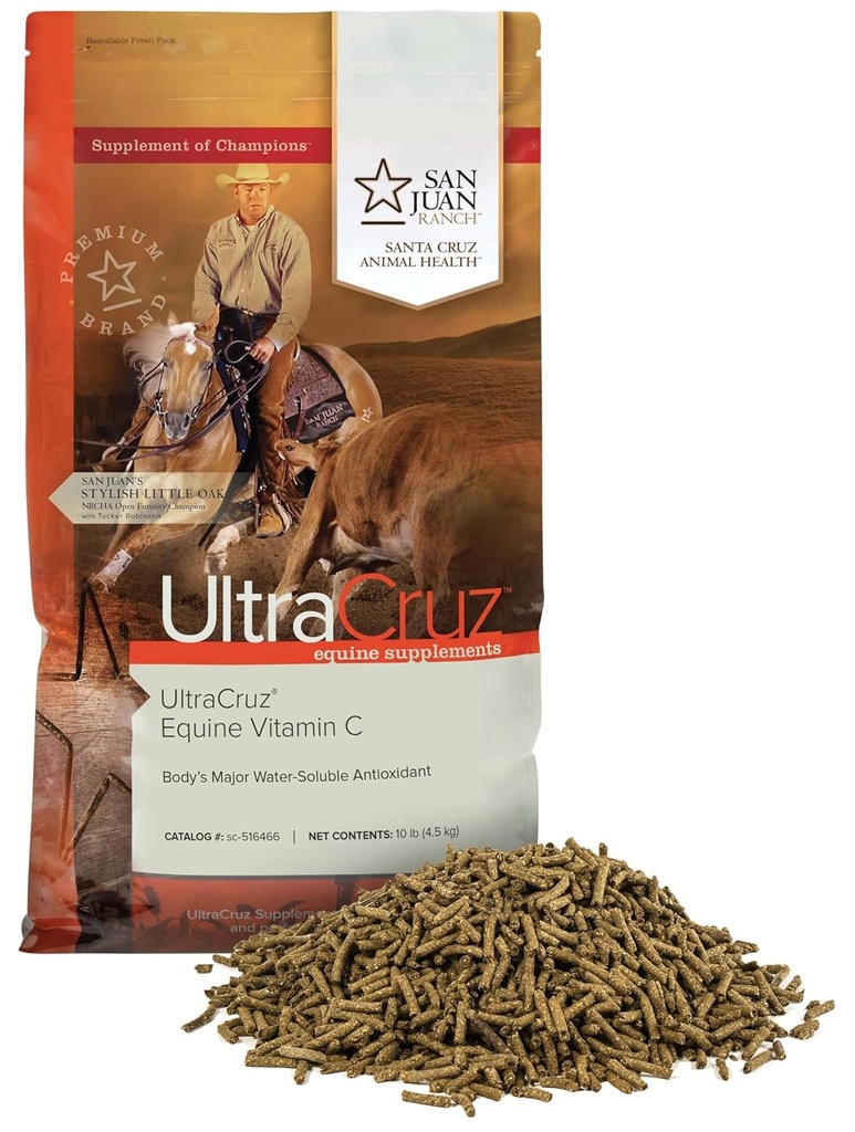 UltraCruz-516466 Suplemento de Vitamina C Equina (ácido ascórbico) para cavalos, 10 lb, Pellet (fornecimento de 80 dias)