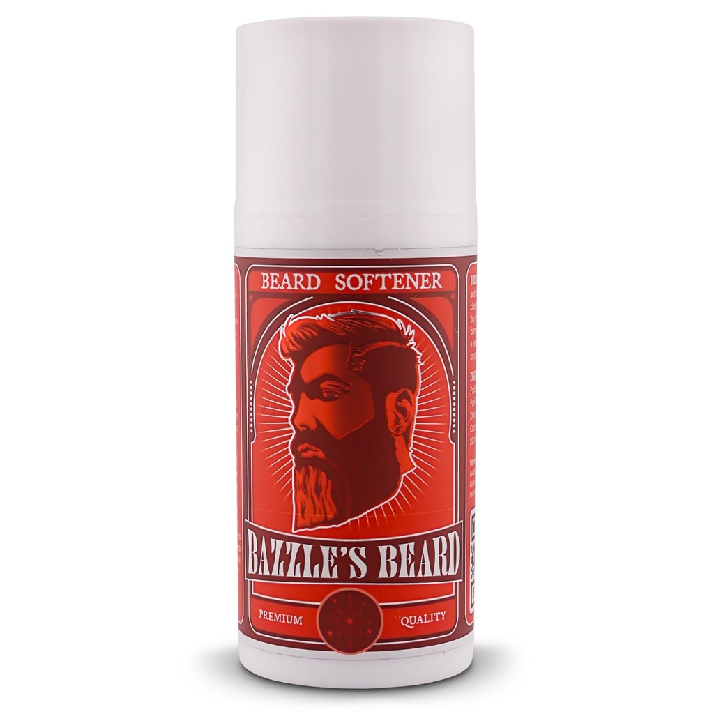 Bazzle's Beard Softener – Beard Balm Conditioner para homens com biotina, suaviza o cabelo coarse, profundamente hidrata o cabelo facial, condições de pele, e adiciona brilho natural, produtos para cuidados com bigode