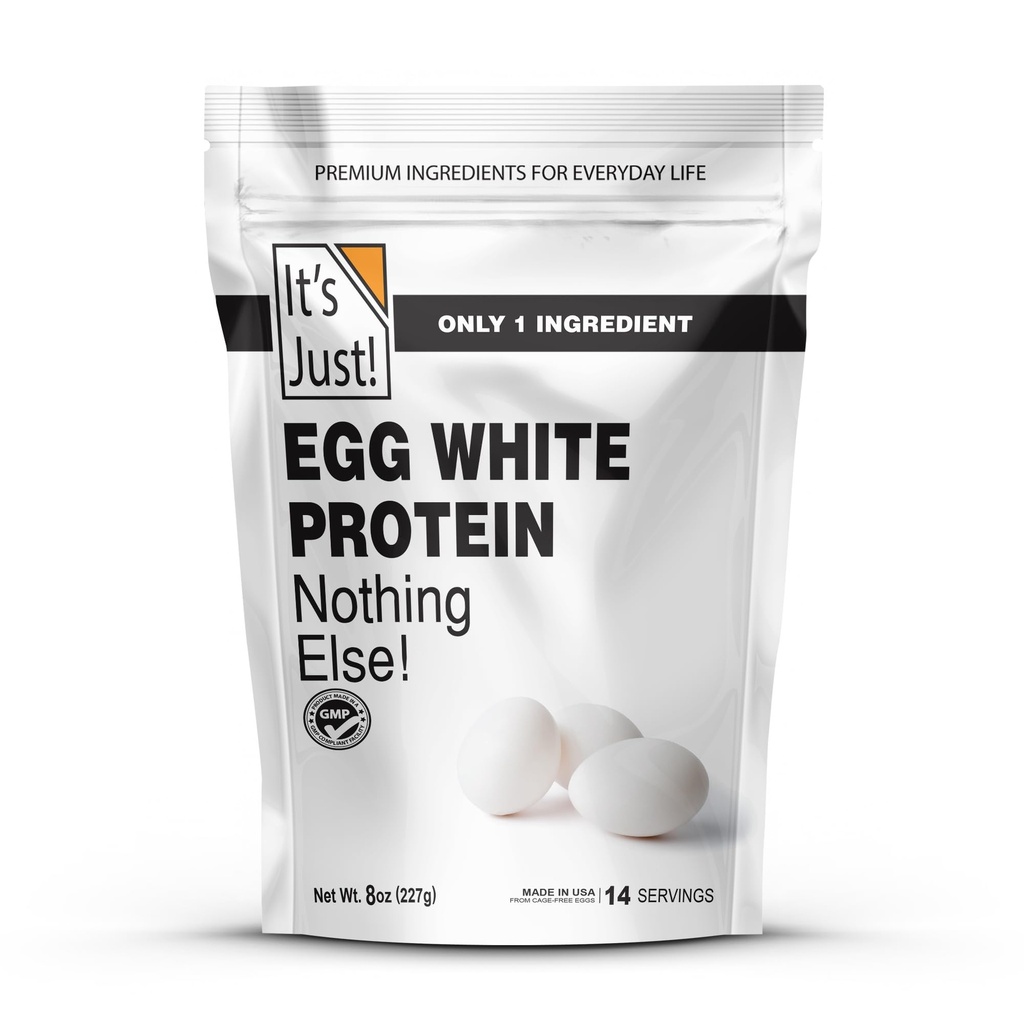 É justo! - Egg White Protein Powder, feito nos EUA a partir de ovos livres de gaiola, Brancas de ovo seco (desfolhado, 8 onças)