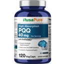 NusaPure PQQ Suplemento 40 mg, 120 Cápsulas Veggie, Não-GMO, Pirroloquinolina Quinone Sal dissódico, Bioperina
