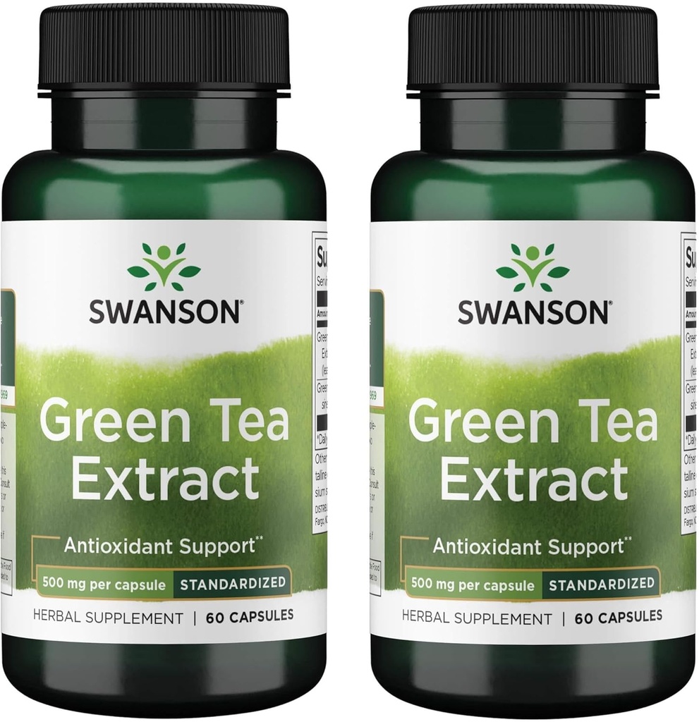 Swanson Green Tea Extract 500 Milligrams 60 Cápsulas (2 Embalagem)