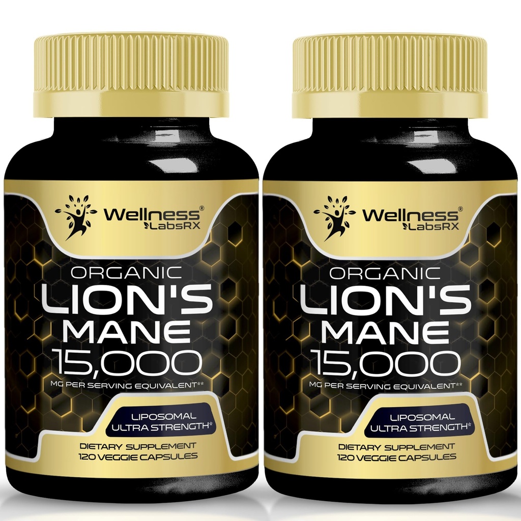 Lions Mane Supplement Cápsulas - 120 Count - Suplemento de Cogumelo, Suplemento de Cérebro para Memória e Foco, Cápsulas de Cognitivo e Imune - Suporte, Suplemento de Foco - 2 Pack