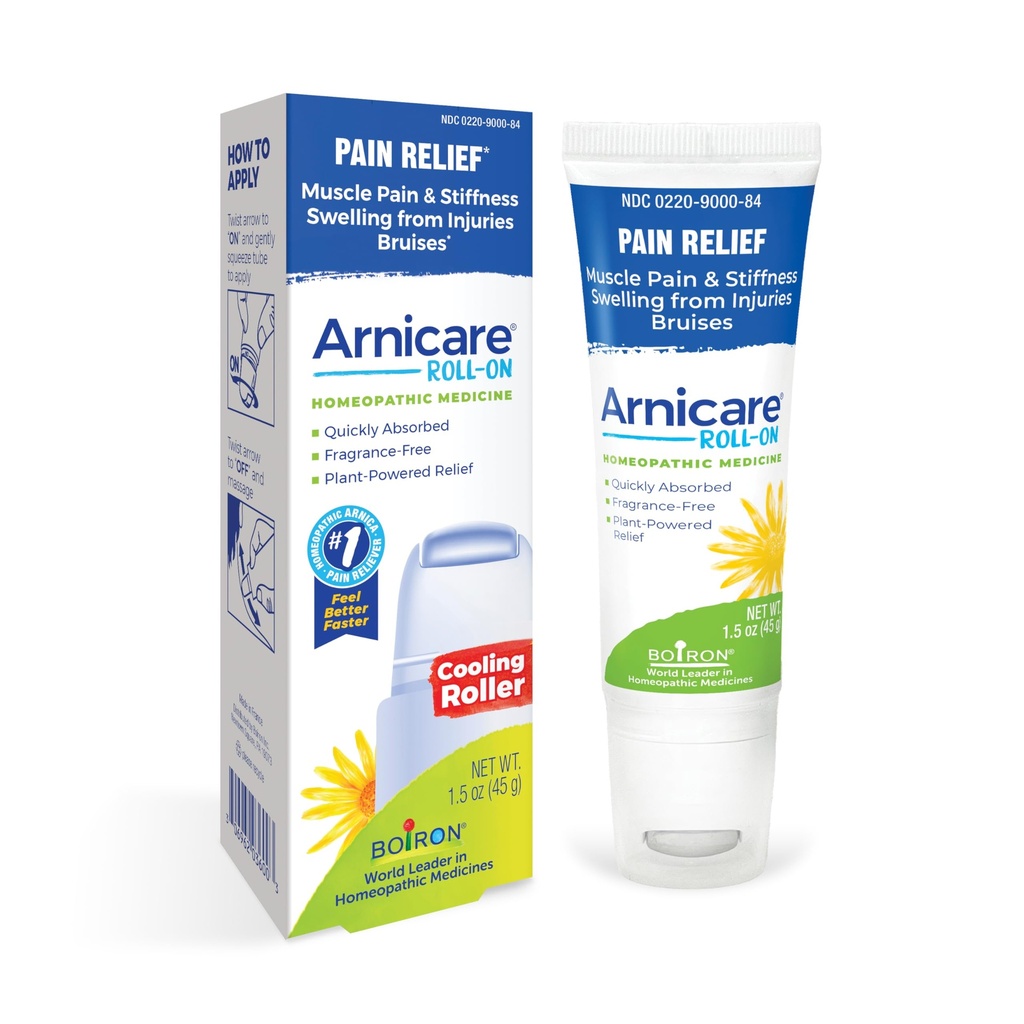 Boiron Arnicare Roll-On para alívio da dor articular, dor muscular, dor muscular, e inchaço de contusões ou lesões - Cooling Metal Roller and Fragrance-Free - 1.5 onças