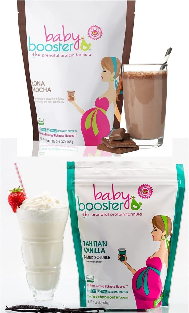 Baby Booster Suplemento de Vitamina Pré-natal Shakes, Kona Mocha e Baunilha Taitiana