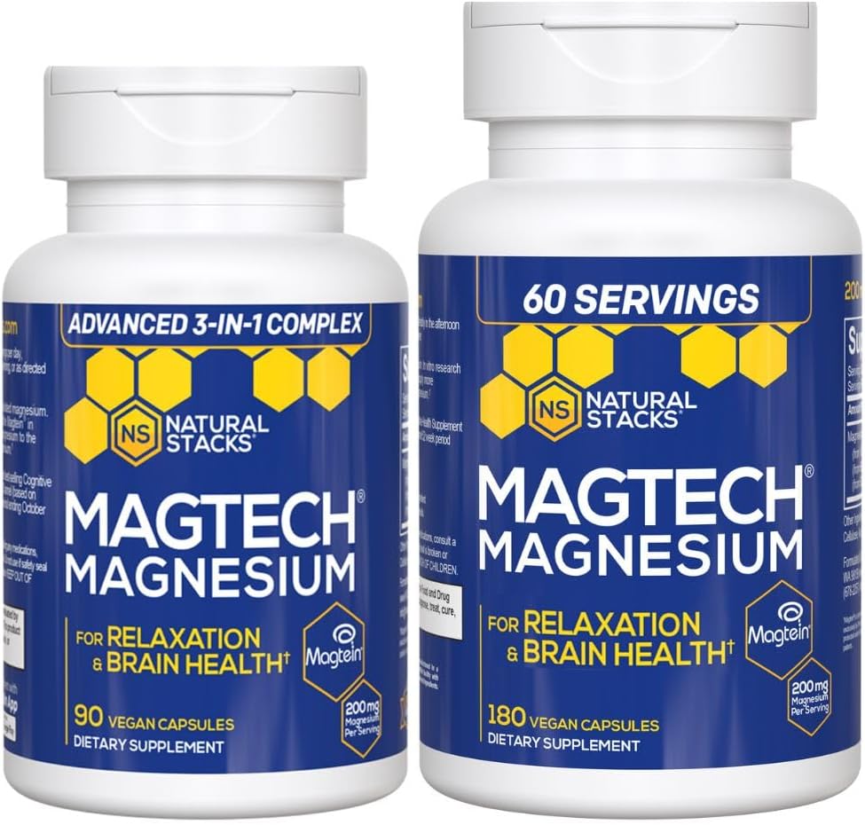 Pacote de valor Magtech Magnésio - 3 Formas de Magnésio - Com Magtein L-Threonato - Suportes Relaxação e Saúde do Cérebro* - 270 Cápsulas Total