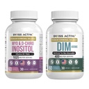Suíço Activa+ DIM & Myo-Inositol Bundle – Equilíbrio Hormônios e Apoio ao PCOS para Mulheres – Ciclo Menstrual, Mood, Estrogênio e Saúde Ovariana – Fornecimento de 60 dias