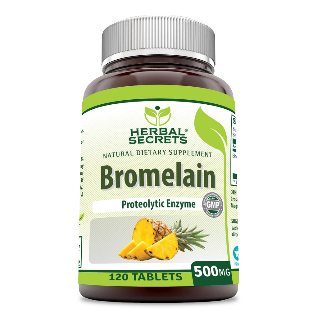 Herbal Secrets Bromelain Supplement 500 Mg Tablets Supplement (Suplementar) Não-GMO (Gluten Free)