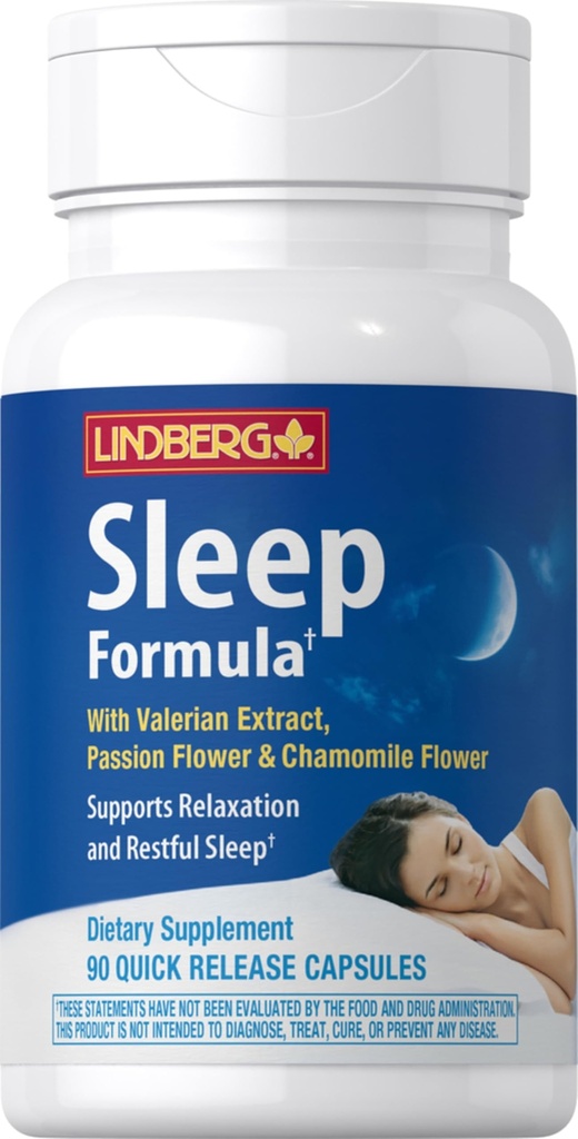 Lindberg Valerian Raíz Extrato 90 Cápsulas com Camomila e Paixão Flor , Suplemento Complexo , Não-GMO, Glúten Grátis