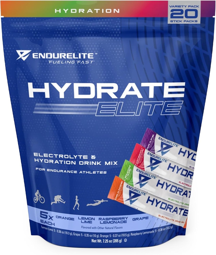 EndurElite Hydrate Elite- Hydration Powder- Stick Packs- Variety Pack- 20 Saco de serviço
