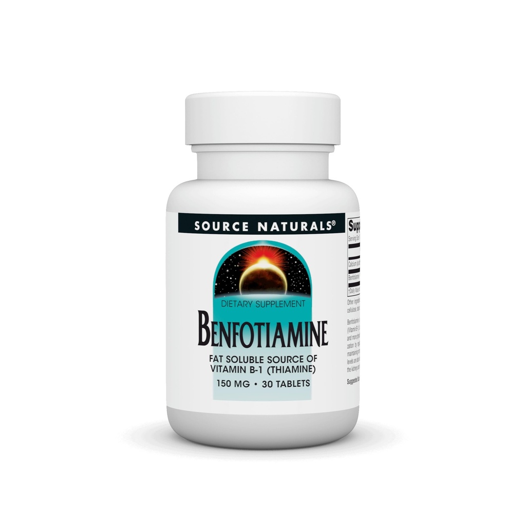 Naturals fonte: Benfotiamina, Gordura fonte soluvel de vitamina B-1 (Thiamine) 150 mg 30 Comprimido